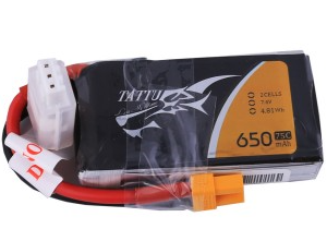 Tattu 650mAh 2S1P 75C 7.4V Lipo Battery Pack with XT30 plug
