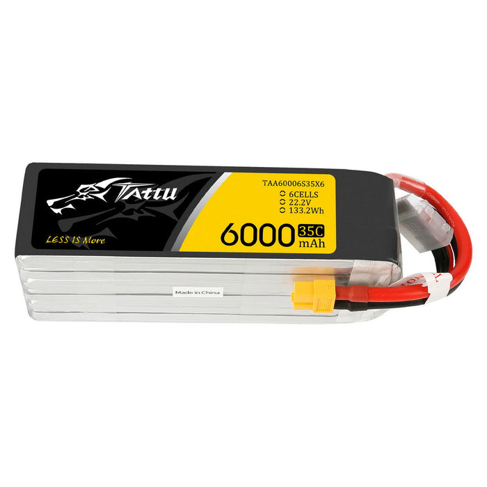 Tattu 35C 22.2V 6S 6000mAh Lipo Battery Pack With XT60 Plug