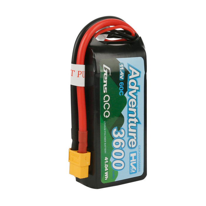 Gens Ace Adventure High Voltage 3600mAh 3S1P 11.4V 60C Lipo Battery With XT60 Plug