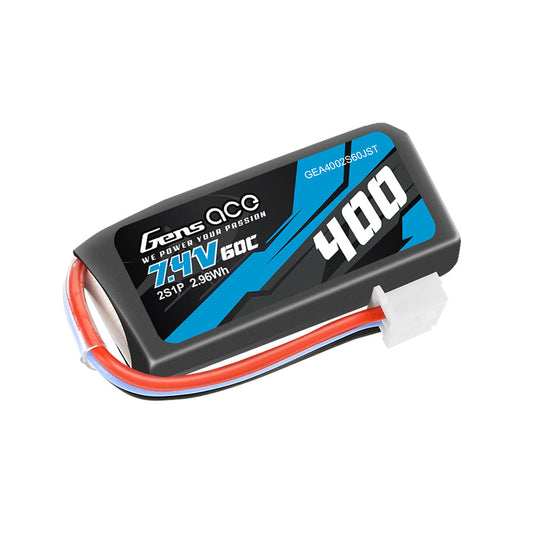 Gens Ace 400mAh 7.4V 60C 2S1P Lipo Battery Pack With JST-XHR Plug