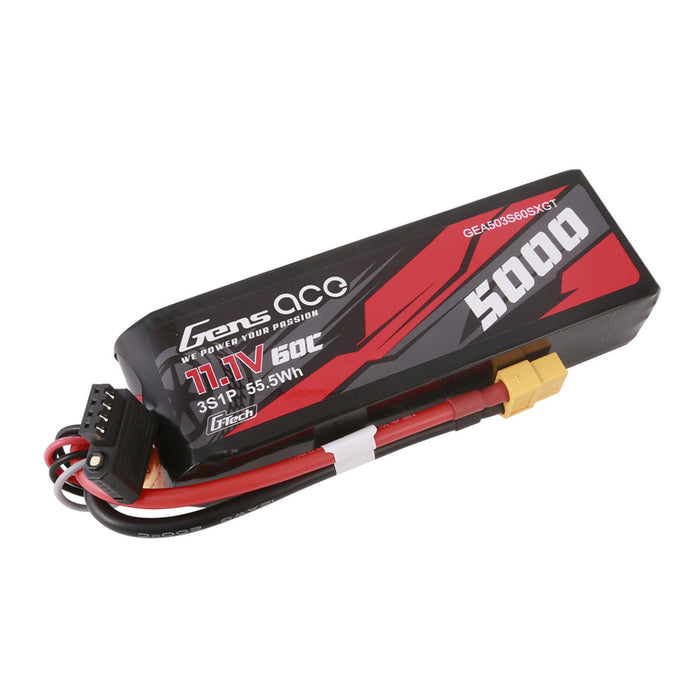 Gens Ace G-Tech 5000mAh 11.1V 60C 3S1P Short-Size Lipo Battery Pack With XT60 Plug
