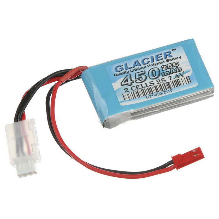 Glacier 25C 450mAh 2S 7.4V LiPo Battery with JST Connector