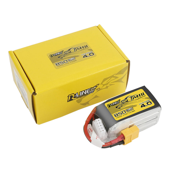 Tattu R-Line Version 4.0 850mAh 14.8V 130C 4S1P Lipo Battery Pack With XT60 Plug