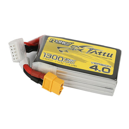 Tattu R-Line Version 4.0 1300mAh 14.8V 130C 4S1P Lipo Battery Pack With XT60 Plug