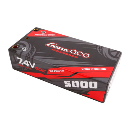Gens Ace 5000mAh 7.4V 2S2P 60C HardCase Lipo Battery 29# With 4.0mm Bullet To XT60 Plug