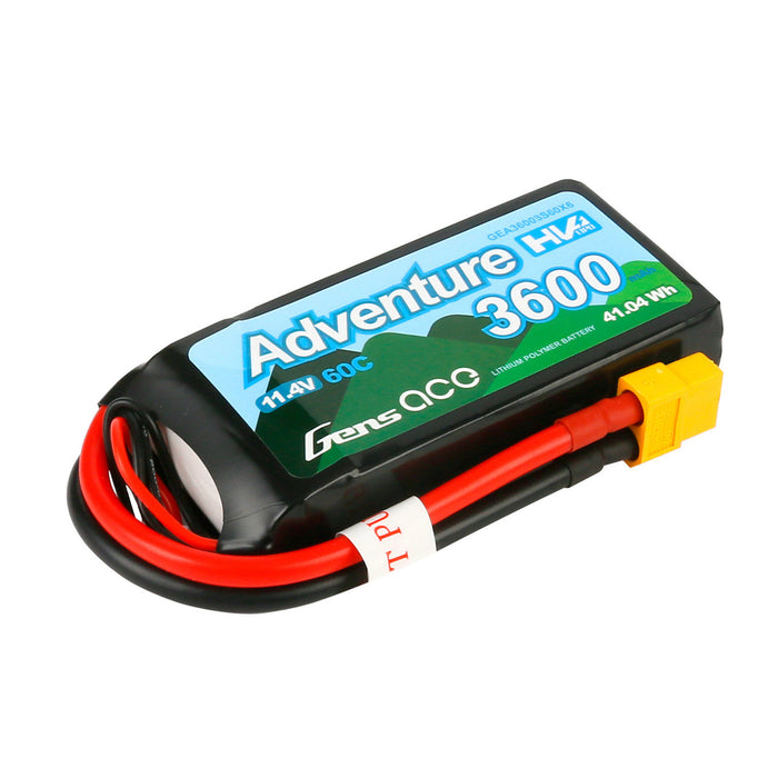 Gens Ace Adventure High Voltage 3600mAh 3S1P 11.4V 60C Lipo Battery With XT60 Plug