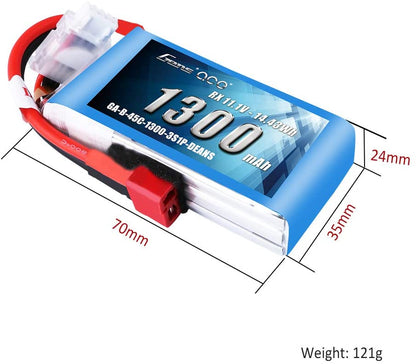 Gens ace 11.1V 1300mAh 3S 45C LiPo Battery Pack with Deans Plug for RC Plane Heli Airplane FPV