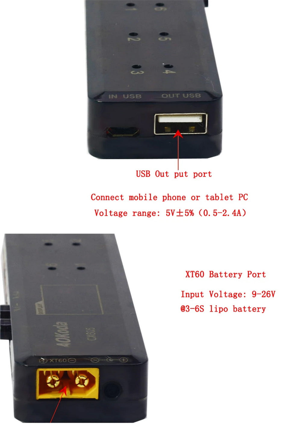 AOKoda CX605 CX610 6CH DC/XT60/USB Battery Charger for 3.7V 1S Lipo Battery - CX610 HV 4.35V