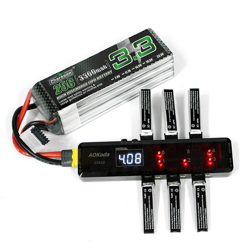 AOKoda CX605 CX610 6CH DC/XT60/USB Battery Charger for 3.7V 1S Lipo Battery - CX610 HV 4.35V
