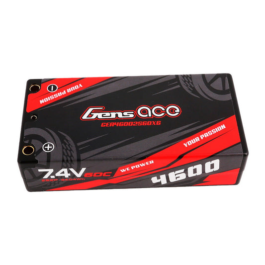 Gens ace 4600mAh 7.4V 60C 2S2P HardCase Lipo Battery Shorty Pack