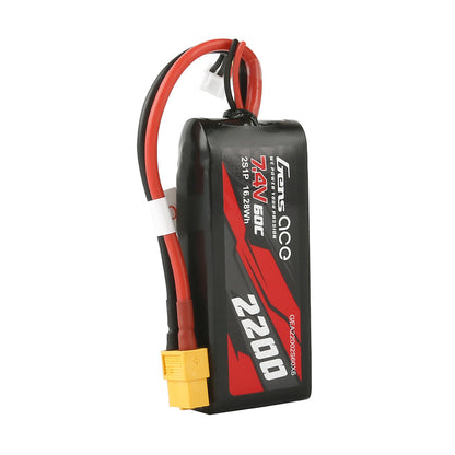 Gens Ace 60C 2S1P 7.4 V 2200mah Lipo Battery Pack With XT60 Plug