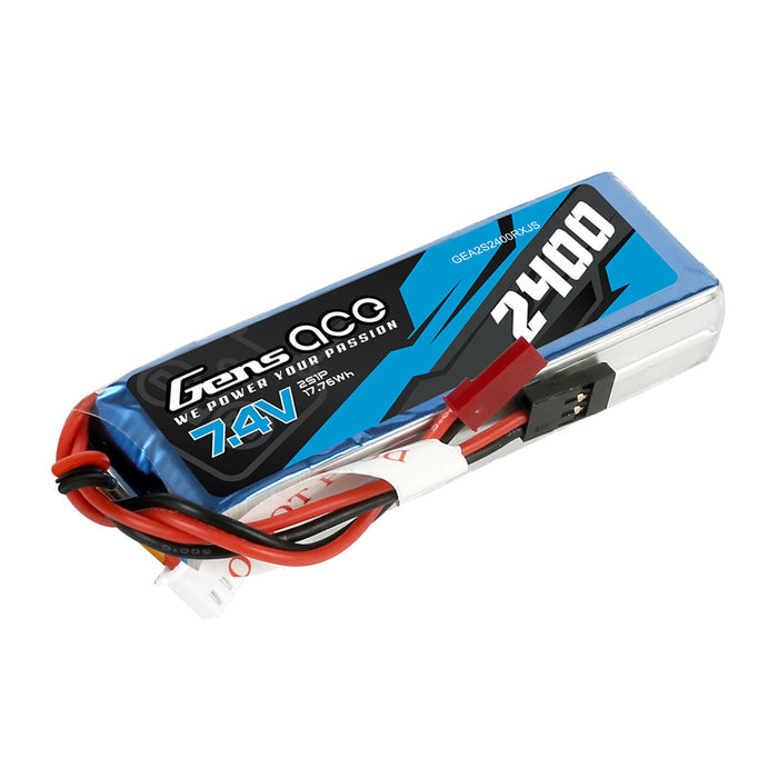 Gens Ace 2400mAh 7.4V RX 2S1P Lipo Battery Pack with JST-SYP plug