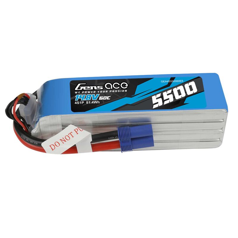 Gens ace 5500mAh 14.8V 60C 4S1P Lipo Battery Pack with EC5 Plug