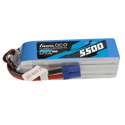 Gens ace 5500mAh 14.8V 60C 4S1P Lipo Battery Pack with EC5 Plug