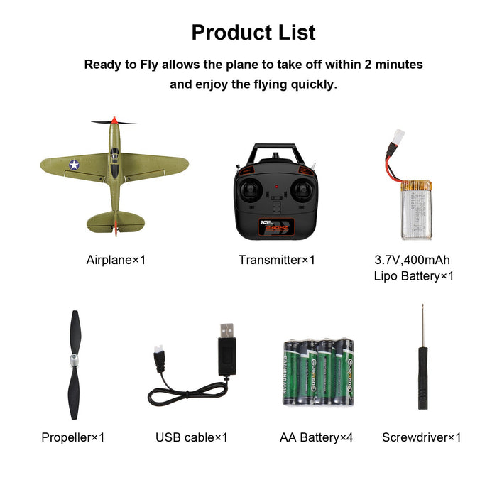 Top RC Mini RC Model Plane P39 Ready to Fly Mode 2