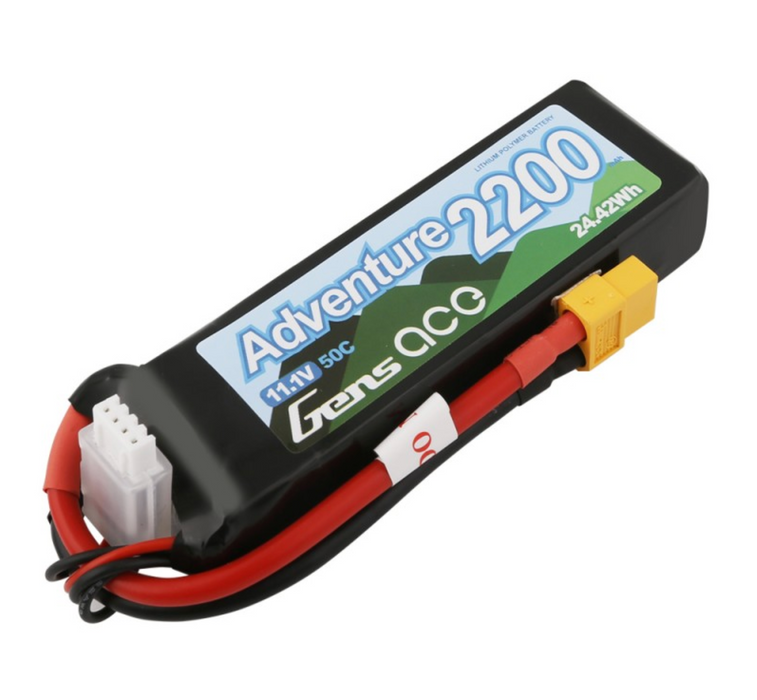 Gens Ace Adventure 2200mAh 3S1P 11.1V 50C Lipo Battery with XT60 Plug for RC Crawler