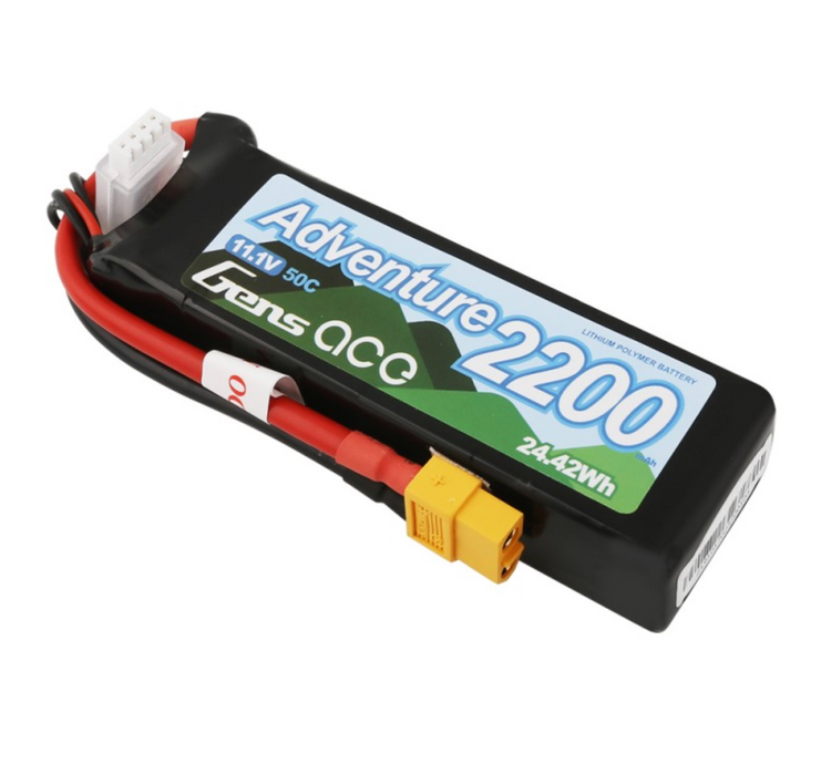 Gens Ace Adventure 2200mAh 3S1P 11.1V 50C Lipo Battery with XT60 Plug for RC Crawler