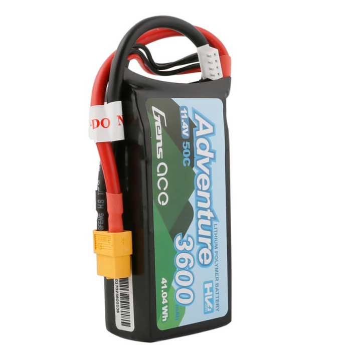 Gens Ace Adventure High Voltage 3600mAh 3S1P 11.4V 50C Lipo Battery with XT60 Plug