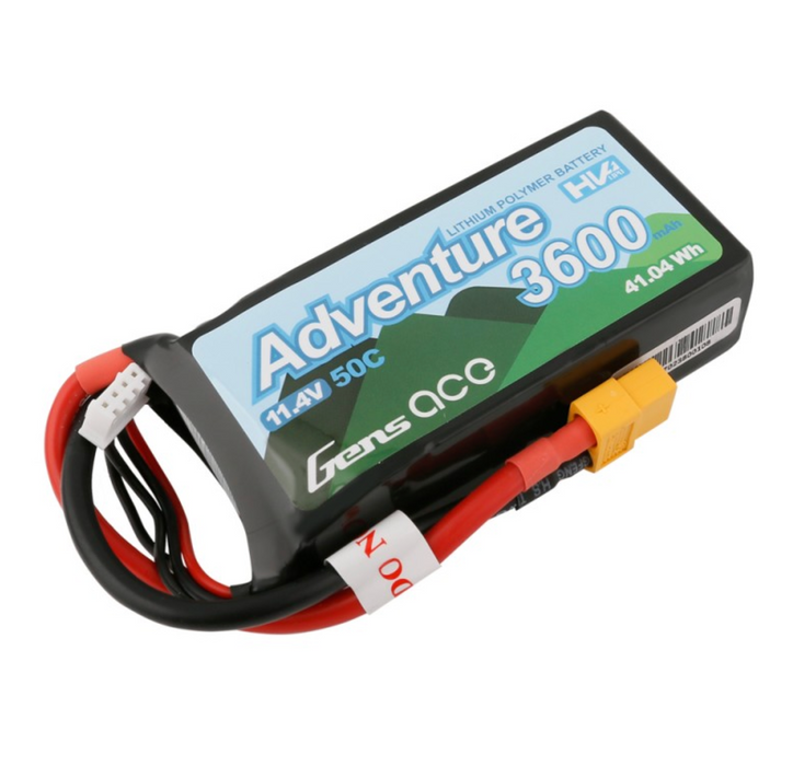 Gens Ace Adventure High Voltage 3600mAh 3S1P 11.4V 50C Lipo Battery with XT60 Plug