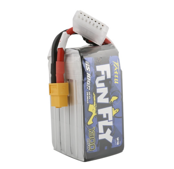 Tattu FunFly 1300mAh 100C 22.2V 6S1P lipo battery pack with XT60 Plug