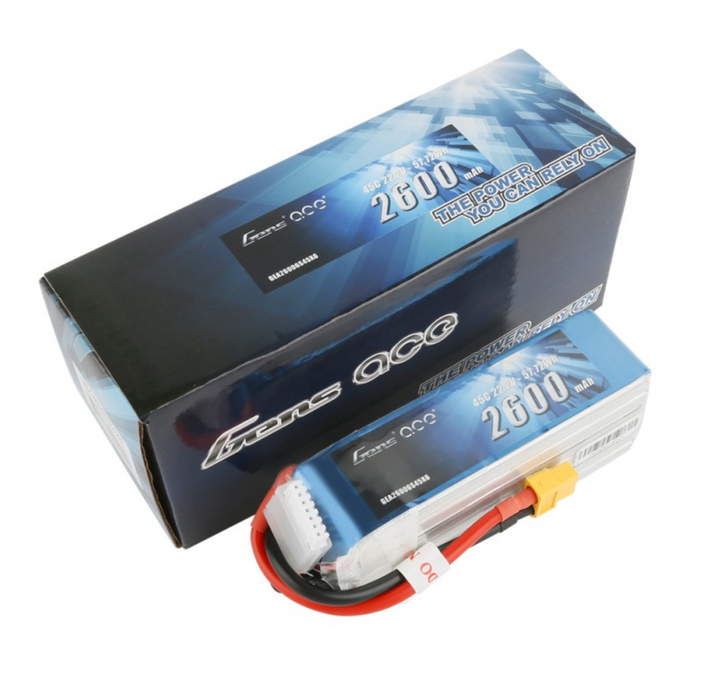 Gens ace 2600mAh 6S 22.2V 45C Lipo Battery Pack with XT60 Plug