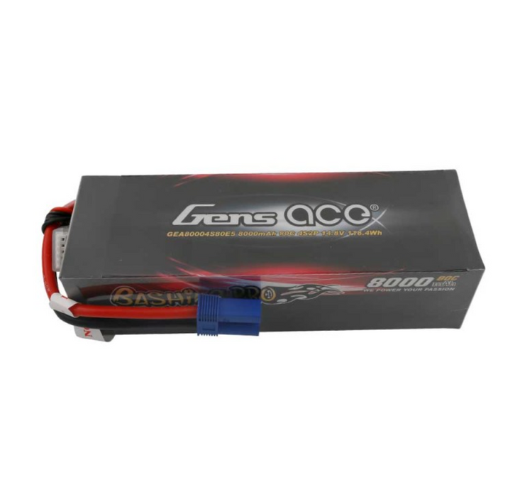 Gens ace 8000mAh 14.8V 80C 4S2P Lipo Battery Pack with EC5 Plug