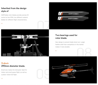 OMPHobby M1 Dual Brushless Direct-Drive Motor Helicopter RTF Combo