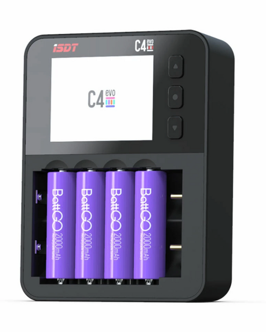 ISDT C4 EVO 36W 8A 6 Channels Smart Battery Charger With USB Output For 18650 26650 AA AAA Battery