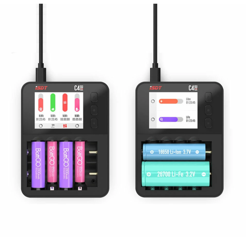 ISDT C4 EVO 36W 8A 6 Channels Smart Battery Charger With USB Output For 18650 26650 AA AAA Battery