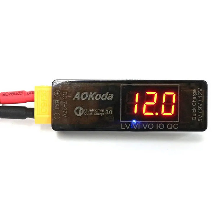 AOKoda LiPo to USB Power Converter QC3.0 Adapter Quick Charger for Smartphone Tablet PC