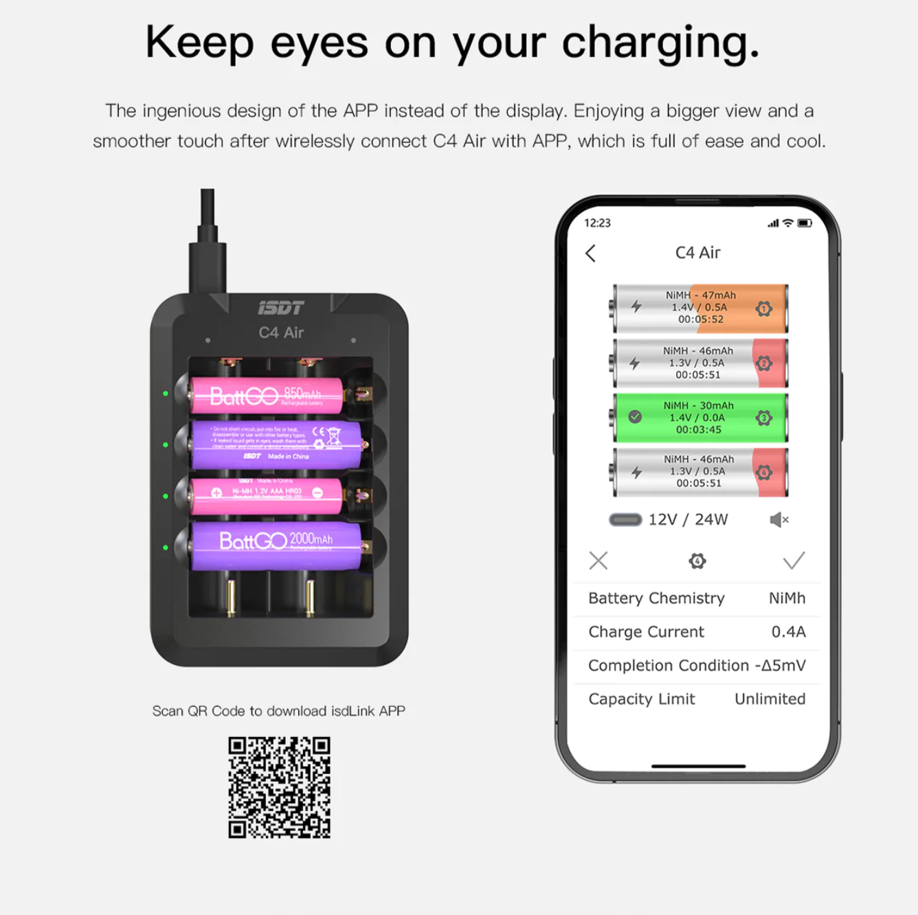 ISDT C4 Air 18650 Battery Smart Charger AA AAA Battery Charger