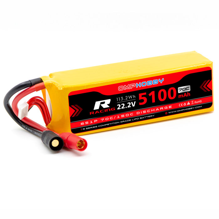 OMPHOBBY 6s LiPo Battery 70C 22.2V 5100mAh w/AX150 Connector