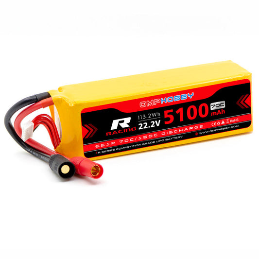OMPHOBBY 6s LiPo Battery 70C 22.2V 5100mAh w/AX150 Connector