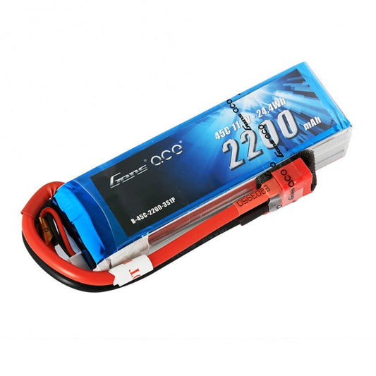 Gens ace 2200mAh 11.1V 45C 3S1P Lipo Battery Pack with Deans plug