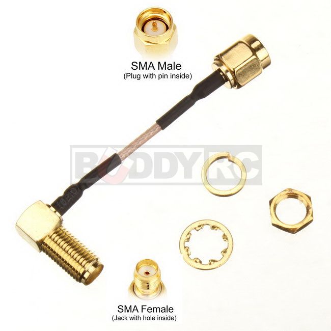 5CM SMA Male to 90 Degree SMA Female Cable