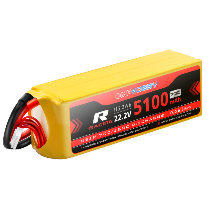 OMPHOBBY 6s LiPo Battery 70C 22.2V 5100mAh w/AX150 Connector
