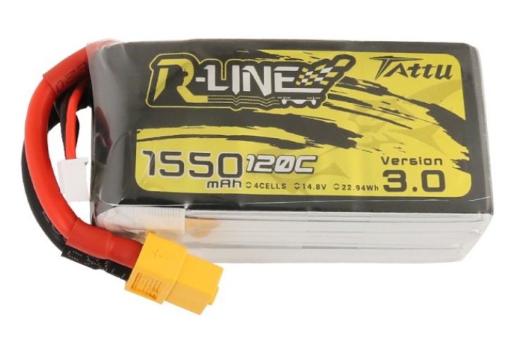 Tattu R-Line Version 3.0 1550mAh 14.8V 120C 4S1P Lipo Battery Pack with XT60 Plug