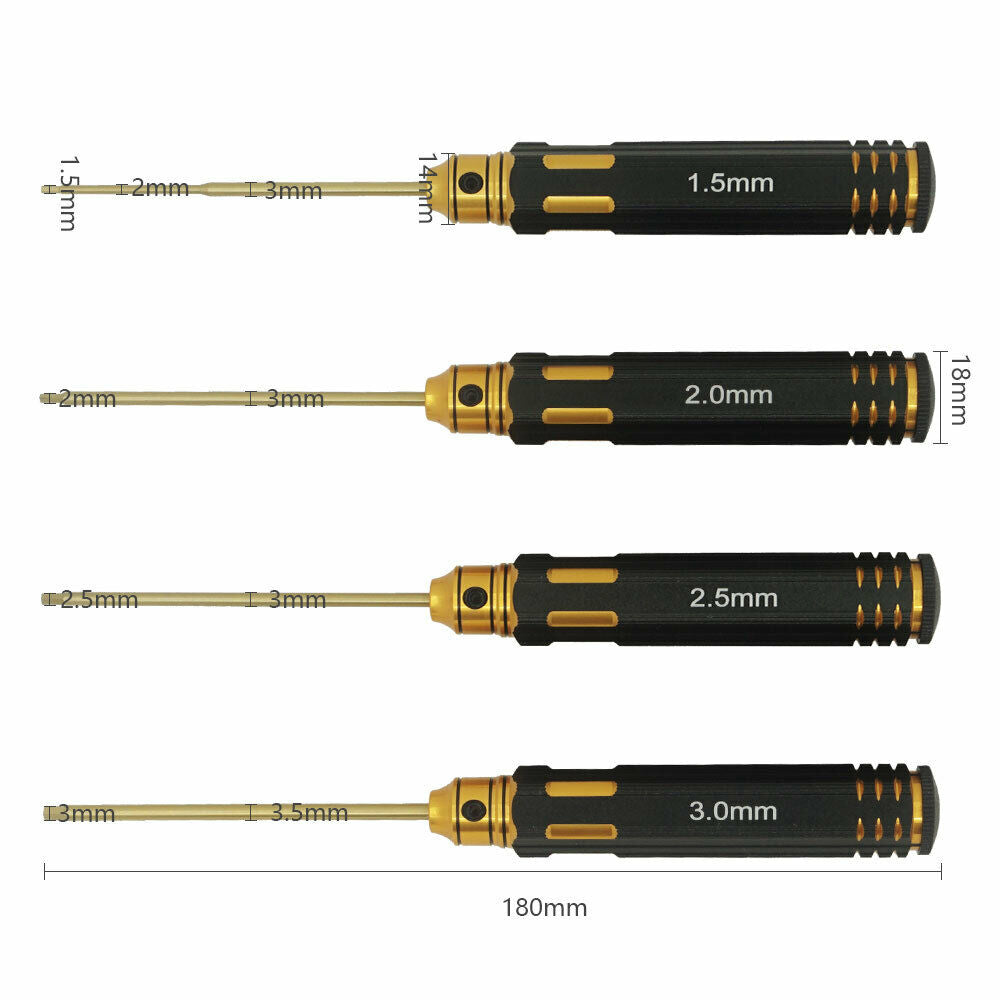 18PCS RC Tools Kits Hex Screwdriver Set Titanium Nitride Coated