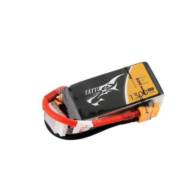 Tattu 1300mAh 3S 75C lipo battery pack with XT60 plug
